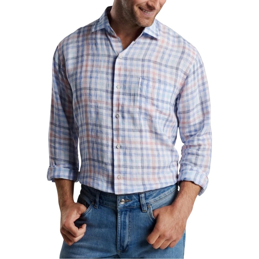 NWT Peter Millar Linen Button Down Sport Shirt